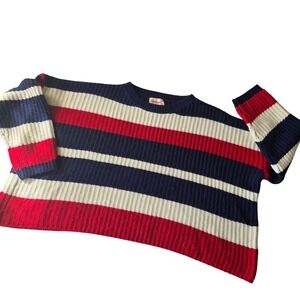 Showpo oversized Striped Knit Sweater Red White Blue Size 8‎ Cotton warm crop